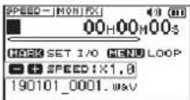 TASCAM DR05X - Modifica della velocità di riproduzione - 1