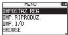 TASCAM DR05X - Premere il pulsante MENU. - 1