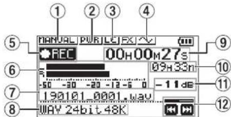 TASCAM DR05X - Das Display im Überblick - 2