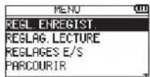 TASCAM DR05X - Pressez la touche MENU. - 1