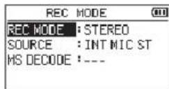 TASCAM DR40X - Setting the recording mode - 1