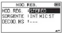 TASCAM DR40X - Impostazione della modalità di registrazione - 2