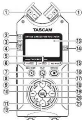 TASCAM DR40X - Panel superior - 1