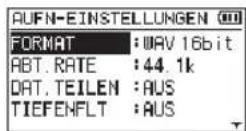 TASCAM DR40X - Grundsätzliche Bedienung des Menus - 2