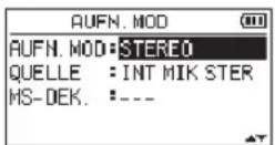 TASCAM DR40X - Den Aufnahmemodus wahlen - 2