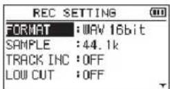 TASCAM DR40X - Using the menu - 2