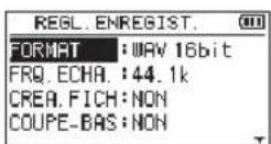 TASCAM DR40X - Emploi du menu - 2