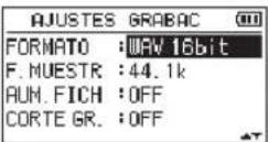 TASCAM DR40X - Uso del menu - 3
