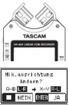 TASCAM DR40X - Das Mikrofon für einen besonder sauberen Stereoklang ausrichten - 1