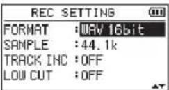 TASCAM DR40X - Using the menu - 3