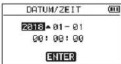 TASCAM DR40X - Datum/Uhrzeit einstellen - 1