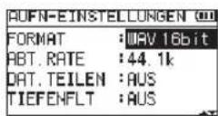 TASCAM DR40X - Grundsätzliche Bedienung des Menus - 3
