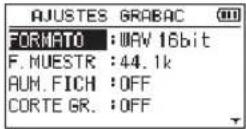 TASCAM DR40X - Uso del menu - 2
