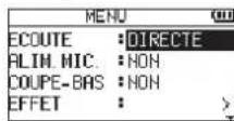 TASCAM DR07X - Sélectionnez le signal écouté. - 1