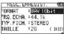 TASCAM DR07X - Emploi du menu - 3