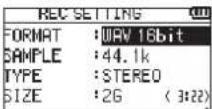 TASCAM DR07X - Using the menu - 3