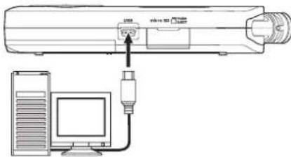 TASCAM DR07X - Utilizzare un cavo USB per collegare l'unità a un computer e accendere l'unità. - 1