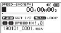 TASCAM DR07X - Changing the playback speed - 1