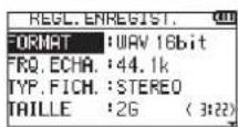 TASCAM DR07X - Emploi du menu - 2