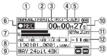 TASCAM DR07X - Panoramica dello schermo - 2