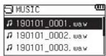 TASCAM DR07X - +ボタンまたは - ボタンを押して ファイル / フォルダー を選択し、▶ ボタンを押す - 1