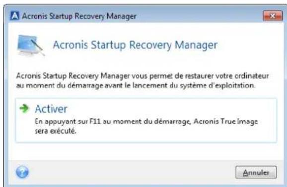 ACRONIS True Image 2019 - Pour acver Acronis Startup Recovery Manager : - 1