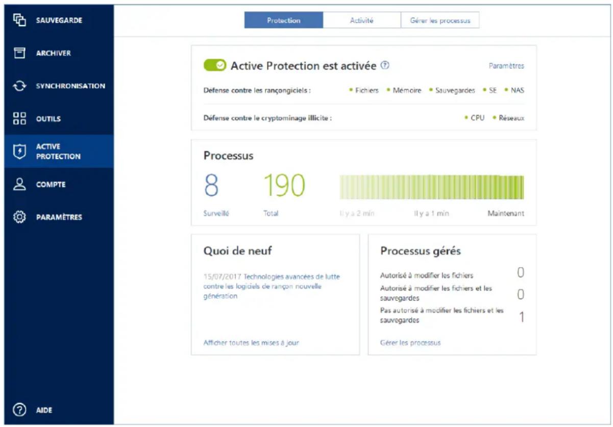 ACRONIS True Image 2019 - Tableau de bord d'Acronis Acve Protecon - 1