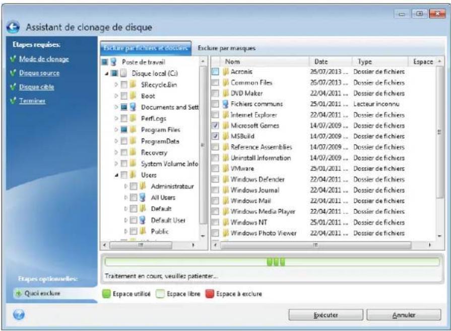 ACRONIS True Image 2019 - Exclure des éléments du clonage - 1