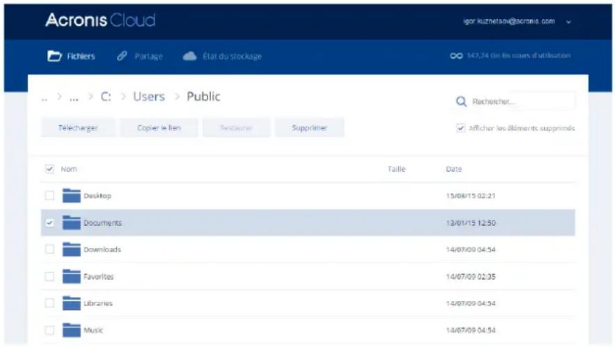 ACRONIS True Image 2019 - Pour restaurer des chiers et dossiers à parr d'Acronis Cloud : - 1