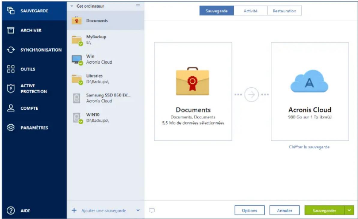ACRONIS True Image 2019 - Pour créer une sauvegarde cerée de vos chiers et dossiers : - 1
