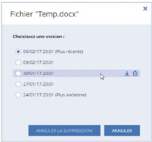 ACRONIS True Image 2019 - Pour restaurer une version spécifique d'un chier : - 1