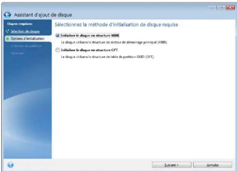 ACRONIS True Image 2019 - Sélection de la méthode d'initialisation - 1