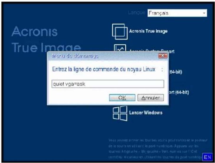 ACRONIS True Image 2019 - Sélection du mode vidéo lors du démarrage à partir du support de secours - 1