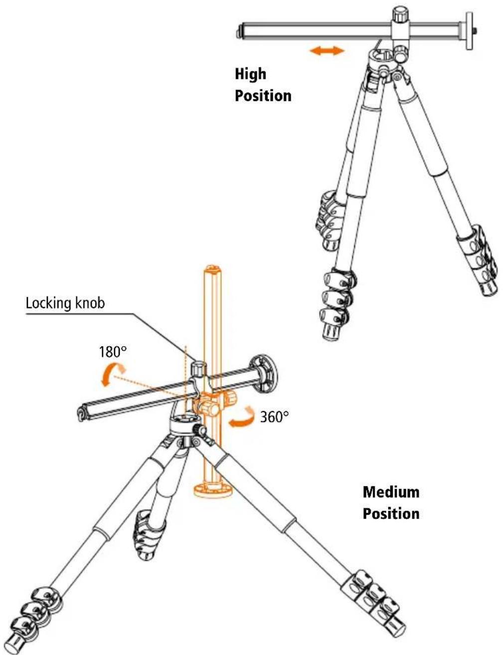 ROLLEI Rock Solid Beta 180 Carbon - Horizontal position for lateral arm, - 1