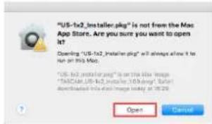 TASCAM US1X2 - Quand le réglage de Gatekeeper est « Autoriser les applications téléchargées de : Mac App Store » - 2