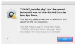 TASCAM US1X2 - Quand le réglage de Gatekeeper est « Autoriser les applications téléchargées de : Mac App Store » - 1
