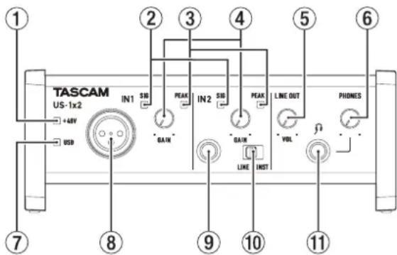 TASCAM US1X2 - Face avant - 1