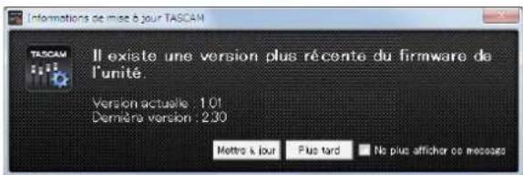 TASCAM US1X2 - Fonction de mise à jour automatique du panneau de réglages et du firmware - 2