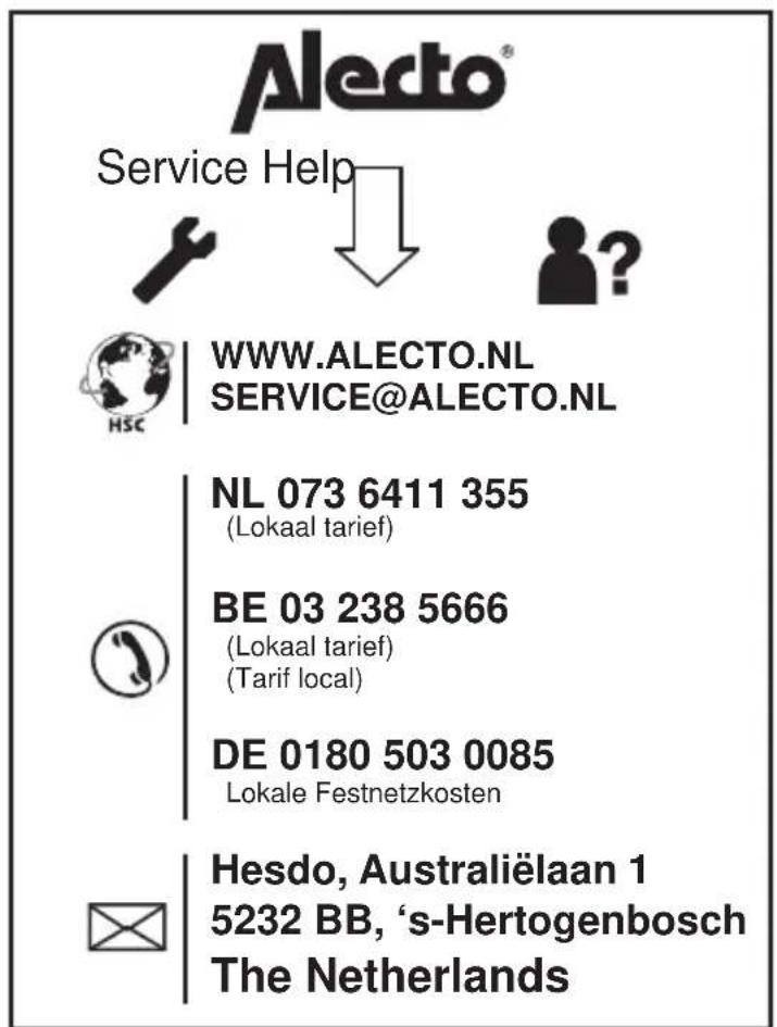 ALECTO DVM350 - WARRANTY - 5