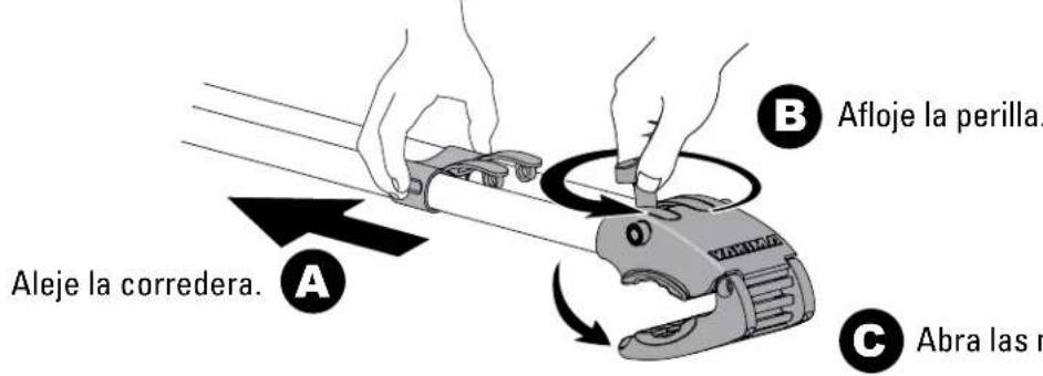 Yakima ForkLift - Aleje la corredera de bloqueo, affoje la perilla y abra la mordaza. - 1