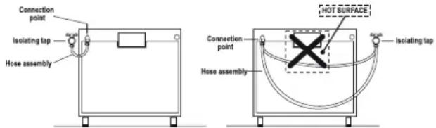WHIRLPOOL ACMT 6332IX3 - Gas connection using a flexible rubber hose - 1