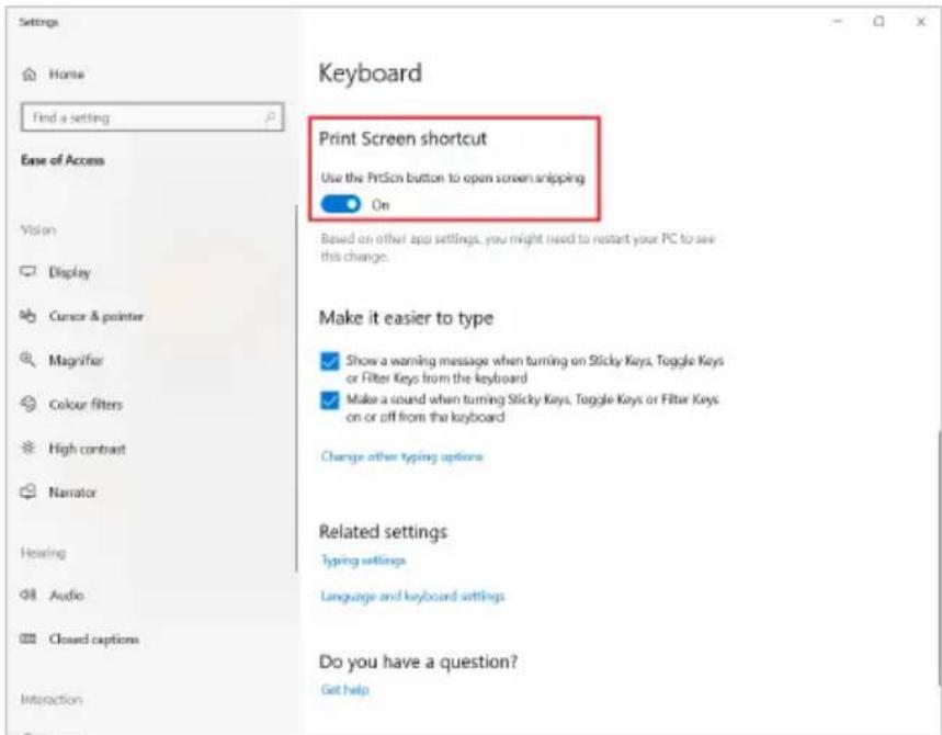 ACER ConceptD 9 Pro - Evεργοποίηση πλήκτρου PrtScn για εκκίνηση του εργαλείου Απόκομα oθόνης - 2