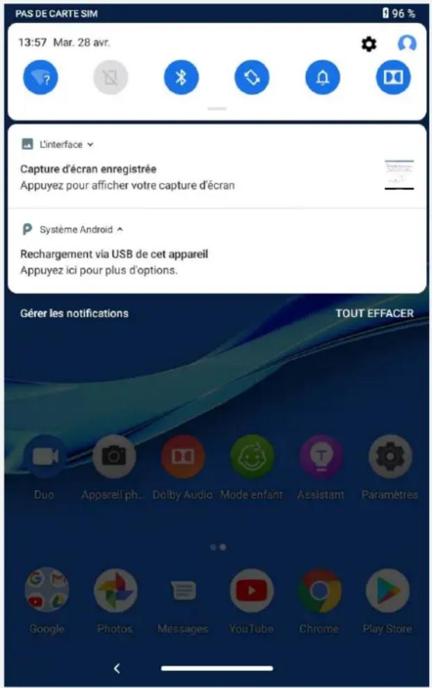 LENOVO Tab M8 - Notifications et paramètres rapides - 1