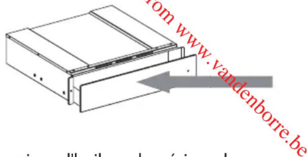 WHIRLPOOL W1114 - Pour ouvrir et fermer le tiroir, appuyez au milieu du panneau frontal comme le montre la figure. - 1