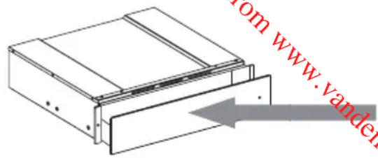 WHIRLPOOL W1114 - Drücken Sie zum Öffnen und Schließen der Schublade wie in der Abbildung gezeigt auf die Mitte der Blende. - 1