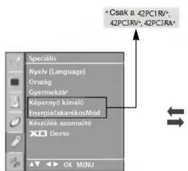 LG 42PC1RVA - A képernyón megjelenő menübeallitások kivalasztása és modosítása - 7