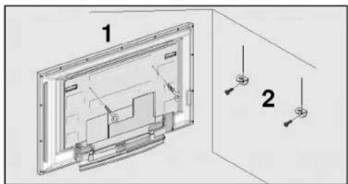 LG 42PC1RVA - Hogyan kell a falhoz erositeni az osszeszerelt termeket, hogy védje a keszüléket a felborulastól - 1