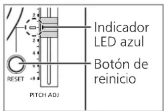 TECHNICS SL1200GR - Pulse [RESET] para iluminar la lampara LED azul de control de tono. - 1