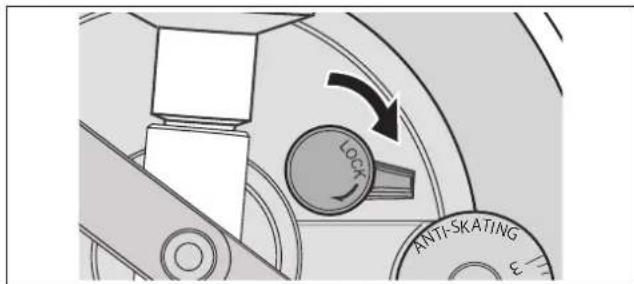 TECHNICS SL1200GR - 3Après que le réglage de hauteur de bras soit terminé,verrouillez le bras de lecture en tournant le bouton de verrouillage du bras. - 1