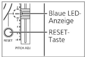 TECHNICS SL1200GR - Drücken Sie [RESET], sodass die blaue LED für die Drehzahlregelung aufleuchtet. - 1